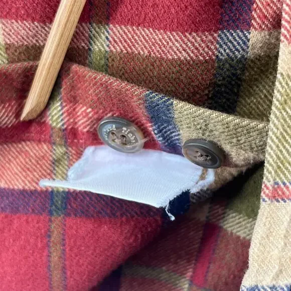 TIMBERLAND Shirt Mens XS Heavy Brushed Flannel Plaid Lumberjack Button Up Red - Picture 12 of 16